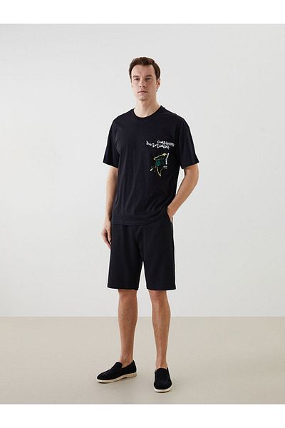 LC Waikiki New Season Crew Neck Κοντό μανίκι εμπριμέ χτενισμένο βαμβακερό ανδρικό Tisort - S5J848Z8