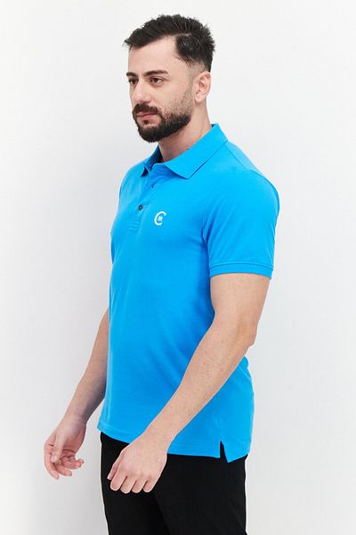 Cerruti 1881 Men Regular Fit Short Sleeve Embroidered Logo Polo Shirt, Ocean Blue