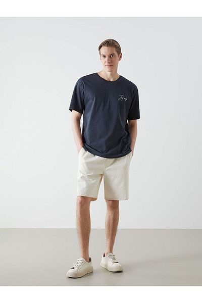 LC Waikiki New Season Crew Neck Κοντό μανίκι εμπριμέ χτενισμένο βαμβακερό ανδρικό Tisort - S5JB36Z8