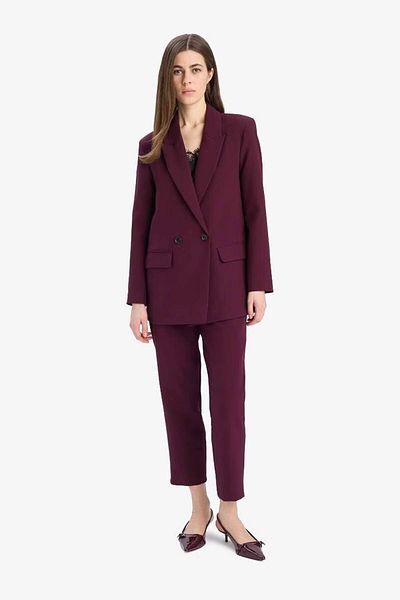 DeFacto Carrot Fit Zippered High Waist Claret Red Women's Trousers C2466Ax/Br171