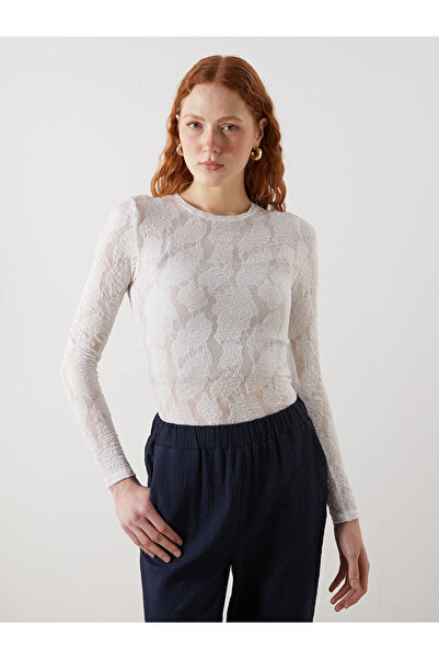 LC Waikiki Bisiklet Yaka Desenli Kadın Body