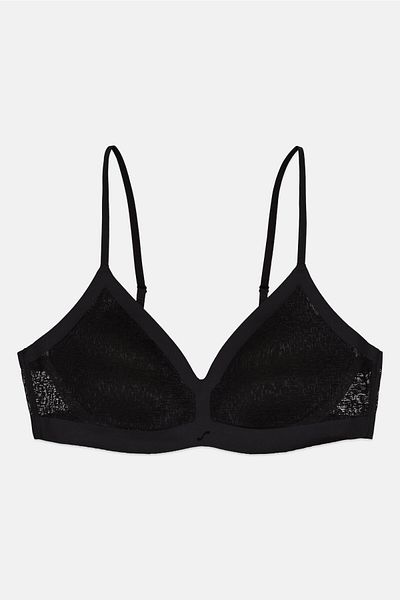 SLOGGI Women Textured Padded Triangle Bra, Black