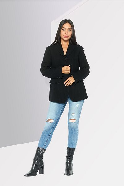Emporio Armani Women Regular Fit Solid Semi-formal Blazer, Black