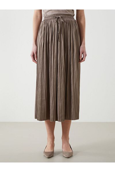 LC Waikiki Satin Women's Pleated Skirt with Elastic Waist