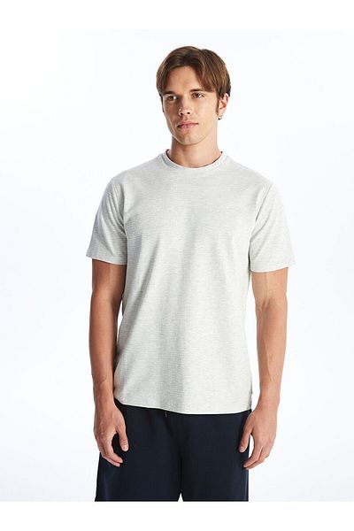 LC Waikiki New Season Crew Neck Short Sleeve Combed Cotton Men's Textured T-Shirt - S4Gd31Z8