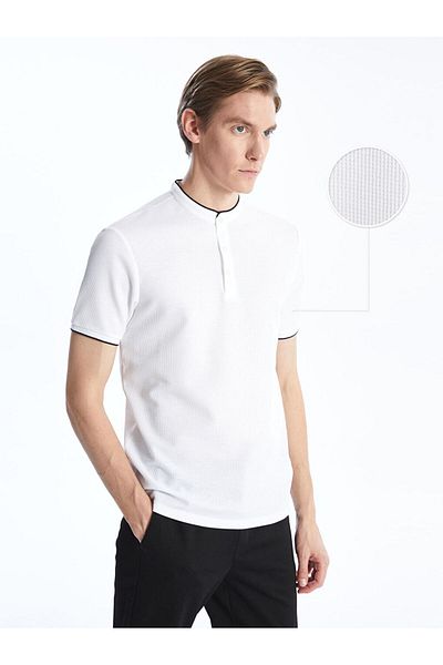 LC Waikiki Tricou texturat pentru bărbați cu mânecă scurtă cu guler domnitor sezon nou - S40164Z8