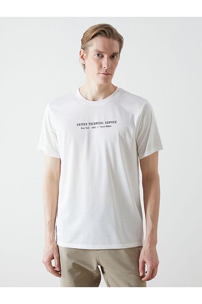 LC Waikiki New Season Crew Neck Short Sleeve Printed Combed Cotton Men's T-Shirt - S5Ko47Z8