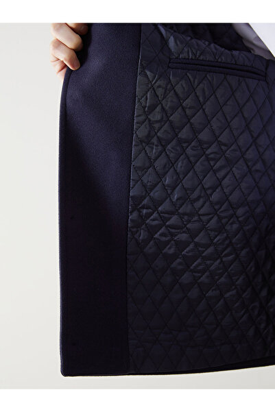 LC Waikiki Navy Blue Comfortable Fit Jacket Collar Men's Cashmere Coat