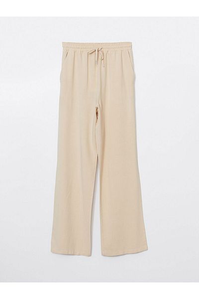 LC Waikiki Lcw Women's Linen Blended Trousers with Elastic Waist