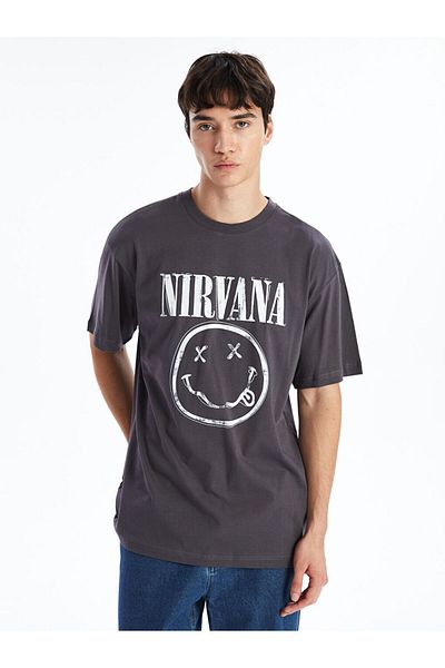 LC Waikiki Crew Neck Short Sleeve Nirvana Printed Combed Cotton Men's T-Shirt