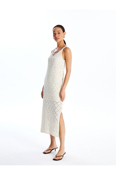 LC Waikiki Lcw V-Neck Self Pattern Women's Dress Fast Fashion