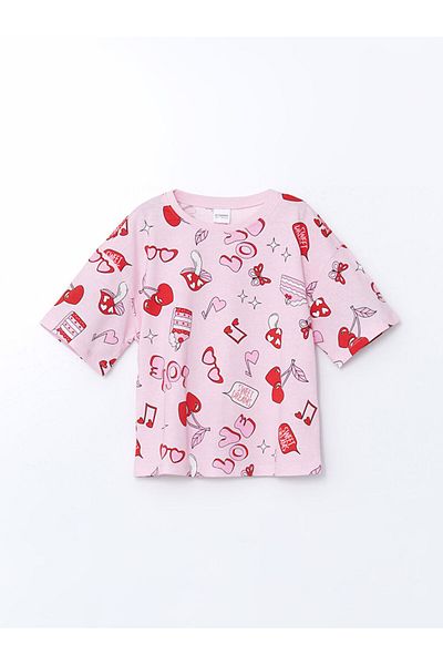 LC Waikiki New Season Crew Neck Girls' Shorts Pajama Set - S5Fk27Z4