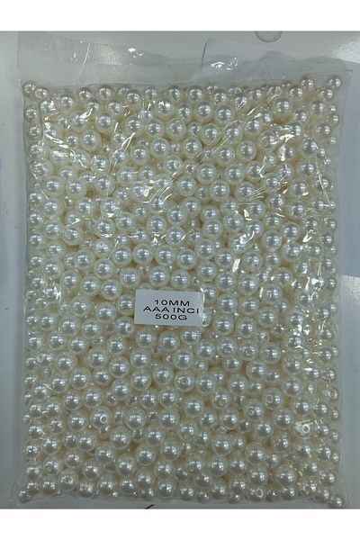 Ralp Moda 500 جرام - 10 ملم خرز لؤلؤي بلون كريمي، خرز لؤلؤ بلاستيكي،