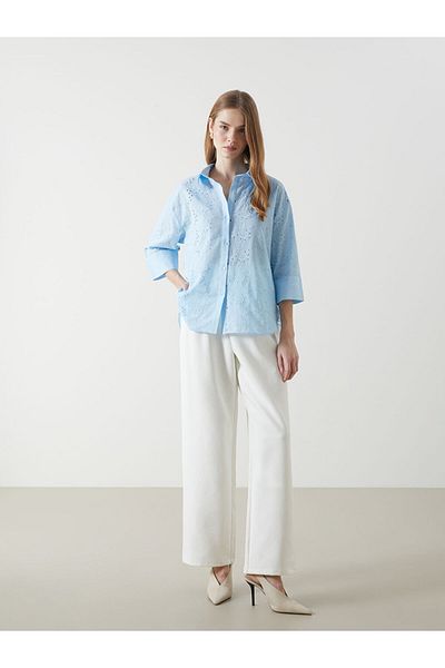 LC Waikiki Lcw Openwork Oversize Women's Shirt Fast Fashion