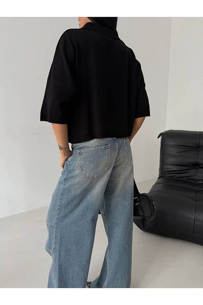 vuvutasarım Γυναικεία μπλούζα Polo Neck με υφή Crop 52215002
