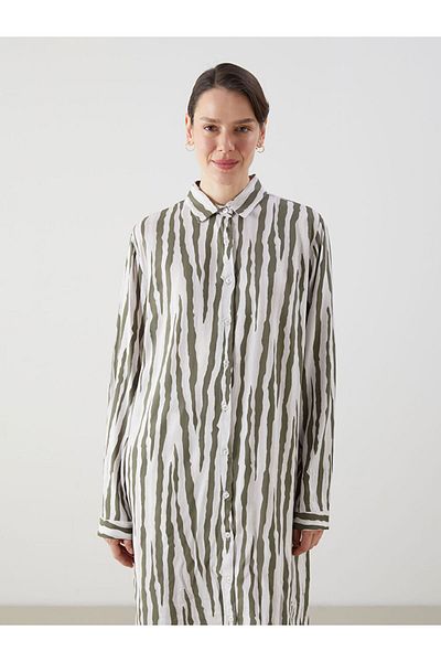 LC Waikiki Grace Indigo Patterned Women's Shirt Tunic