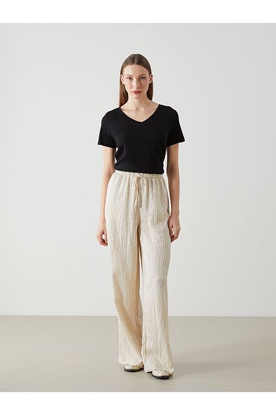 LC Waikiki New Season Women's Striped Trousers with Elastic Waist - S5Ki08Z8