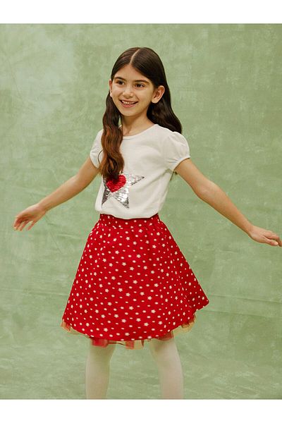LC Waikiki Printed Girl's Skirt with Elastic Waist