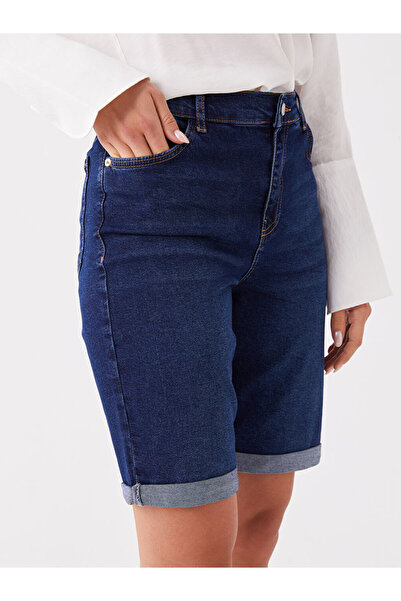 LC Waikiki Indigo Regular Waist Bermuda Fit Women's Jean Shorts