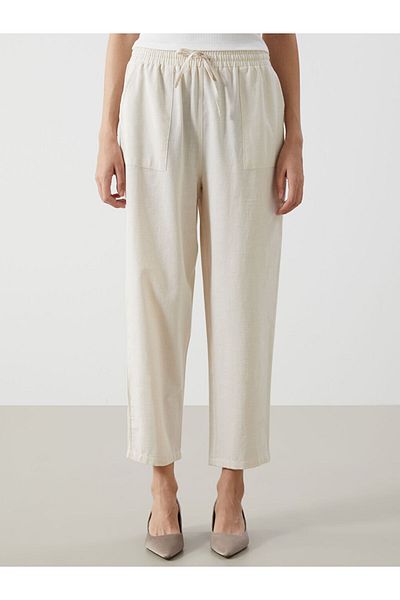 LC Waikiki New Season Elastic Waist Linen Blend Women's Trousers - S5Hm22Z8