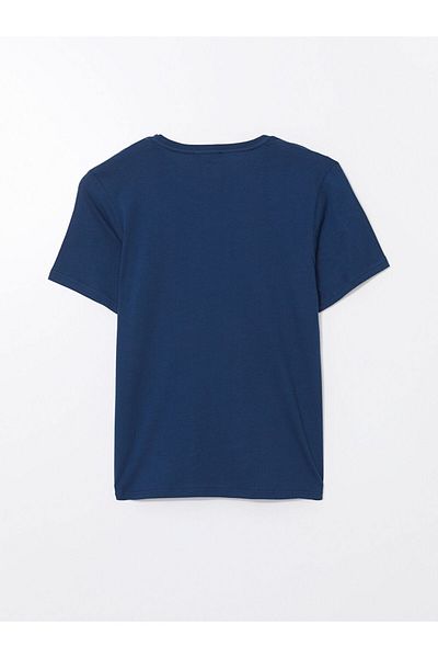 LC Waikiki Tricou pentru bărbați din bumbac pieptănat cu mânecă scurtă cu decolteu