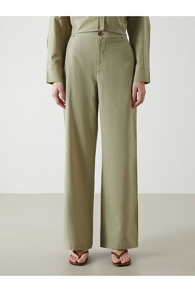 LC Waikiki New Season Standard Fit Plain Linen Blend Women's Trousers - S5I073Z8