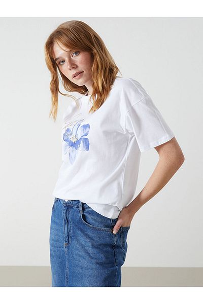 LC Waikiki Γυναικείο μπλουζάκι New Season Crew Neck Printed - S5HA71Z8
