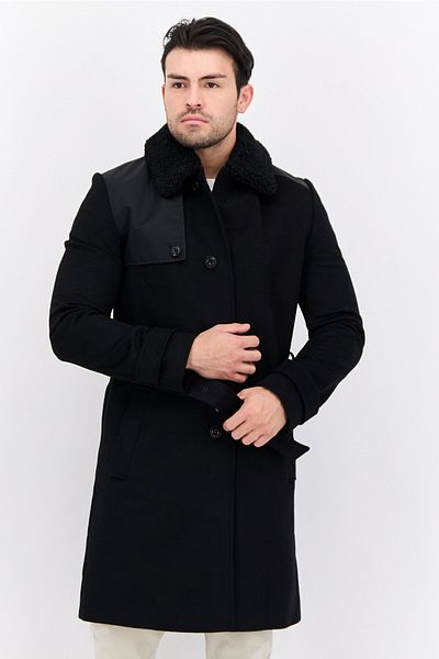 Hugo Boss Men Plain Belted Trench Coat, Black