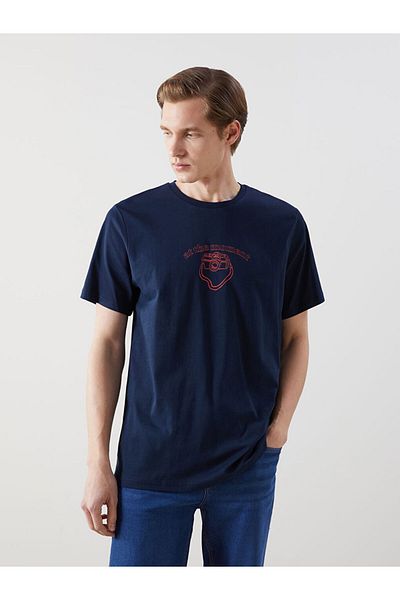 LC Waikiki New Season Crew Neck Κοντό μανίκι εμπριμέ χτενισμένο βαμβακερό ανδρικό Tisort - S5J288Z8
