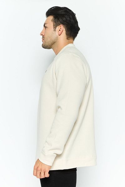Hurley Men Crew Neck Long Sleeve Brand Logo Sweatshirt, Cream