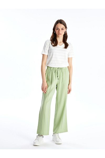 LC Waikiki New Season Elastic Waist Flat Wide Leg Women's Trousers - S40770Z8