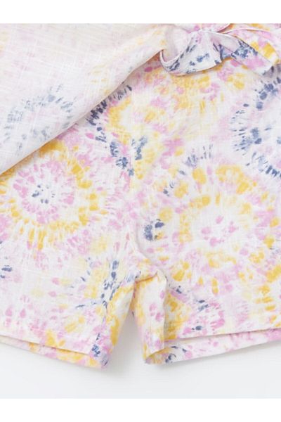 LC Waikiki Mixed Tie-Dye Patterned Girl's Shorts Skirt with Elastic Waist