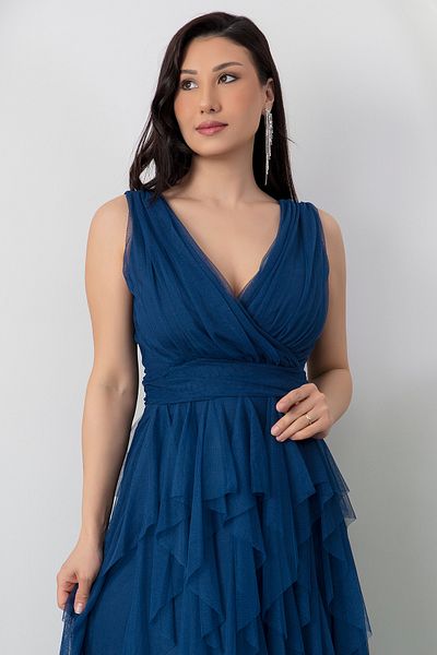 PULLIMM 13360 Rochie de seara lunga cu volane dublu