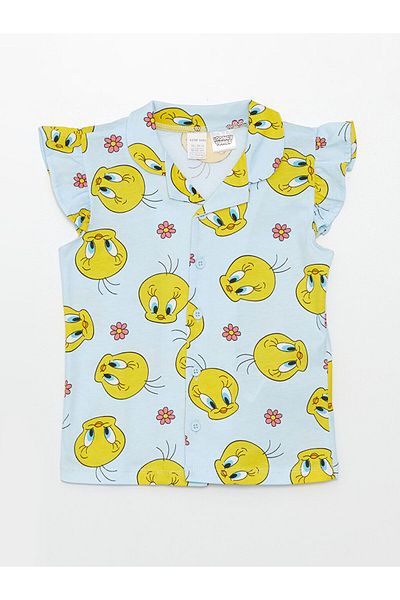 LC Waikiki Set de pijamale pentru fetiță cu imprimeu Tweety cu pantaloni scurți
