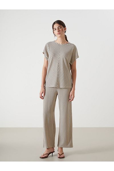 LC Waikiki New Season Elastic Waist Striped Women's Trousers - S5Ai79Z8