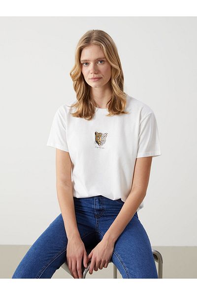 LC Waikiki New Season Crew Neck Leopard Printed Women's T-Shirt - S57313Z8