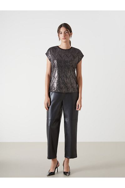 LC Waikiki Tricou de damă cu aspect strălucitor cu gât