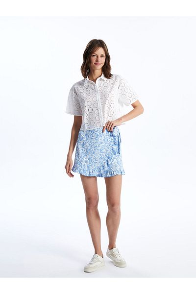 LC Waikiki Lcw Women's Floral Shorts Skirt with Elastic Waist Fast Fashion