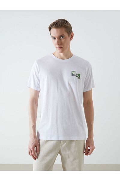 LC Waikiki Tricou pentru bărbați din bumbac pieptănat cu mânecă scurtă cu decolteu