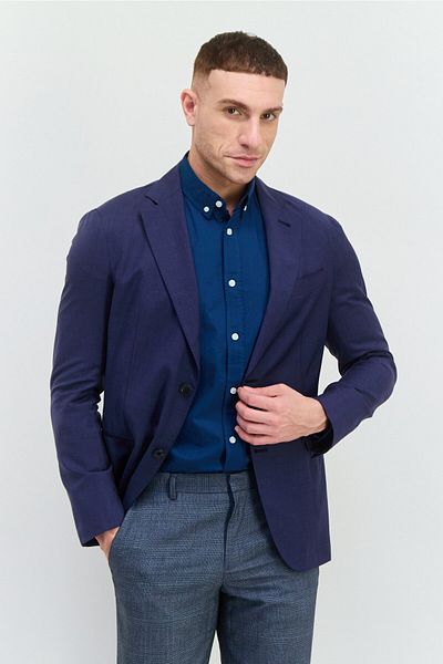Emporio Armani Men Regular Fit Solid Formal Blazer, Navy Blue