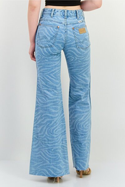 WRANGLER Women Regular Fit Mid Rise Wide Leg No Stretch Jeans, Light Blue