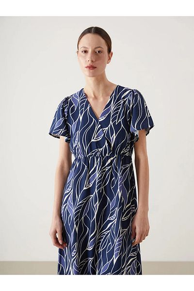 LC Waikiki Γυναικείο φόρεμα LCW Comfort με διπλό στήθος με σχέδιο γιακά