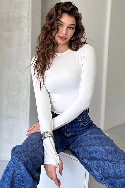 BiavSi Γυναικείο λαιμόκοψη 100% βαμβακερό λίκρα με λεπτομέρεια δακτύλων