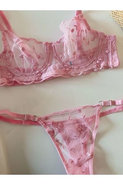 BLUE AVCI LINGERIE Set sutien Pink Serenity Brode