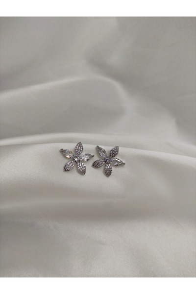 Pera ZİRKON TAŞLI SILVER ÇİÇEK KÜPE