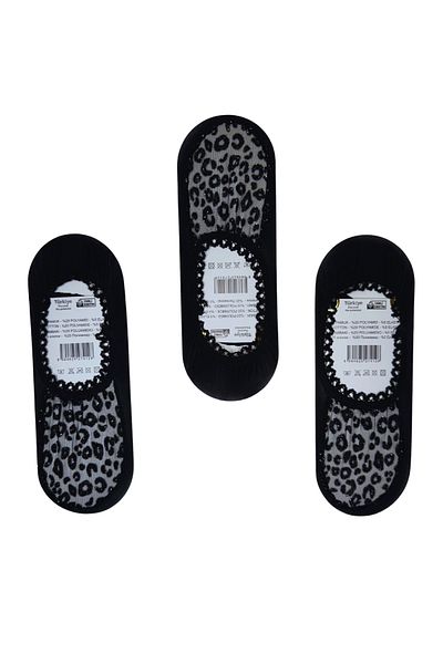 PJ & Me Set de 3 șosete de balerină din tul cu model leopard