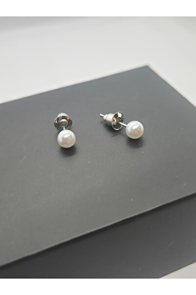 Set Paslanmaz Çelik Beyaz ( 6 mm ) İnci Küpe ( Bar Uzunluğu 10 mm )