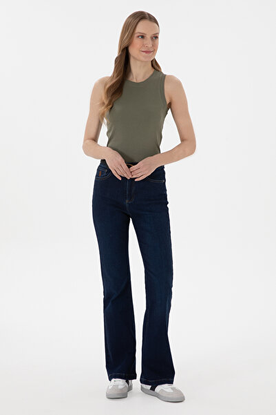 Women's Dark Blue Slim Flare Fit Jean Pants 50308349-DN0023