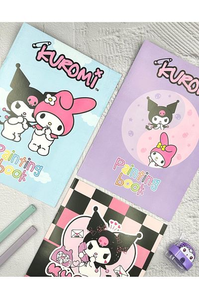 ZeCo Collection Sanrio Character 3-Piece Coloring Book Set Kuromi and My Melody Painting Book