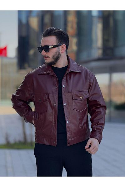 KINGAF Men's Leather Spring Jacket